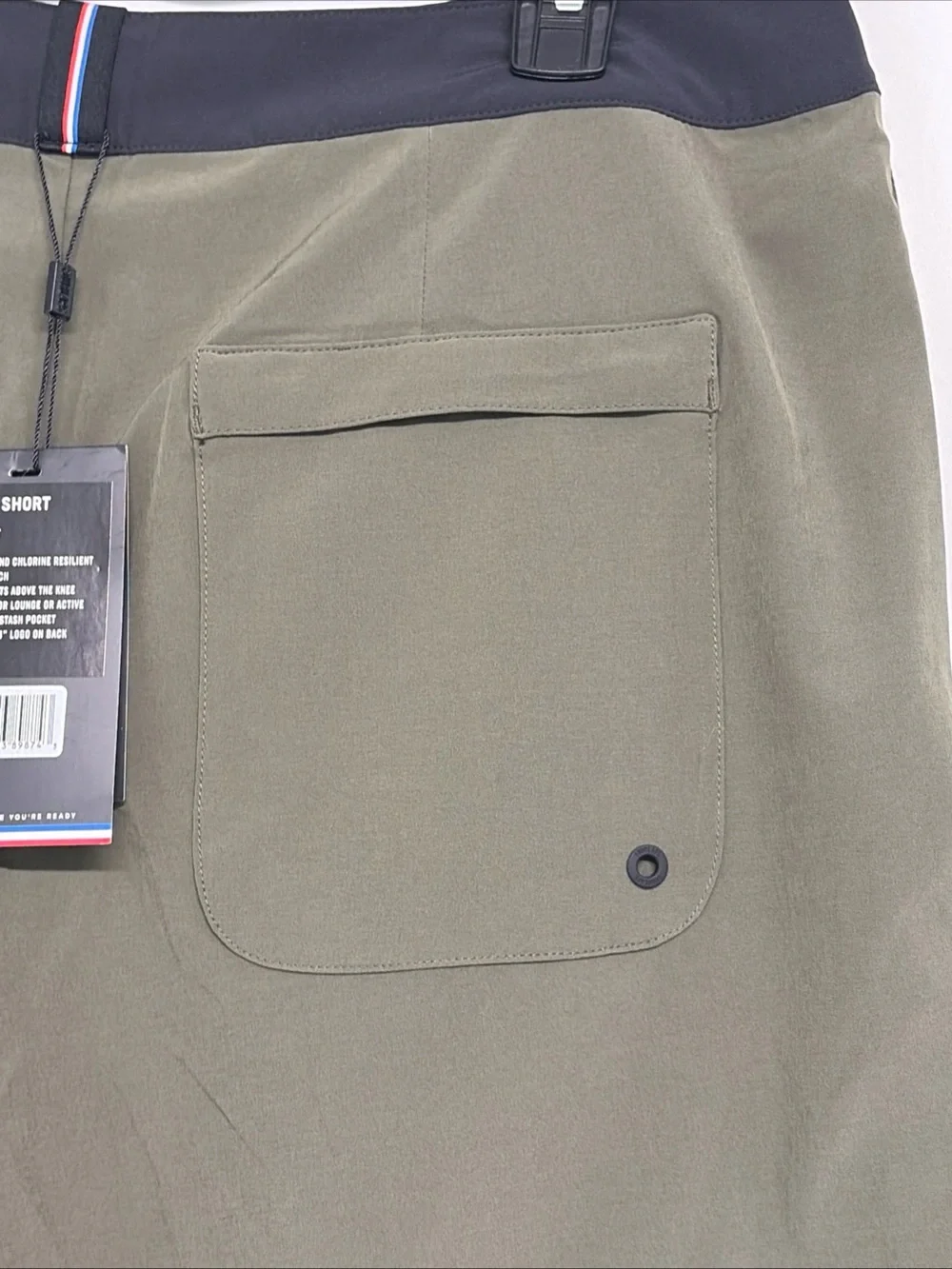 4 FourLaps Mens Size 36 Olive Green Black Band Lightweight 8” Board Shorts